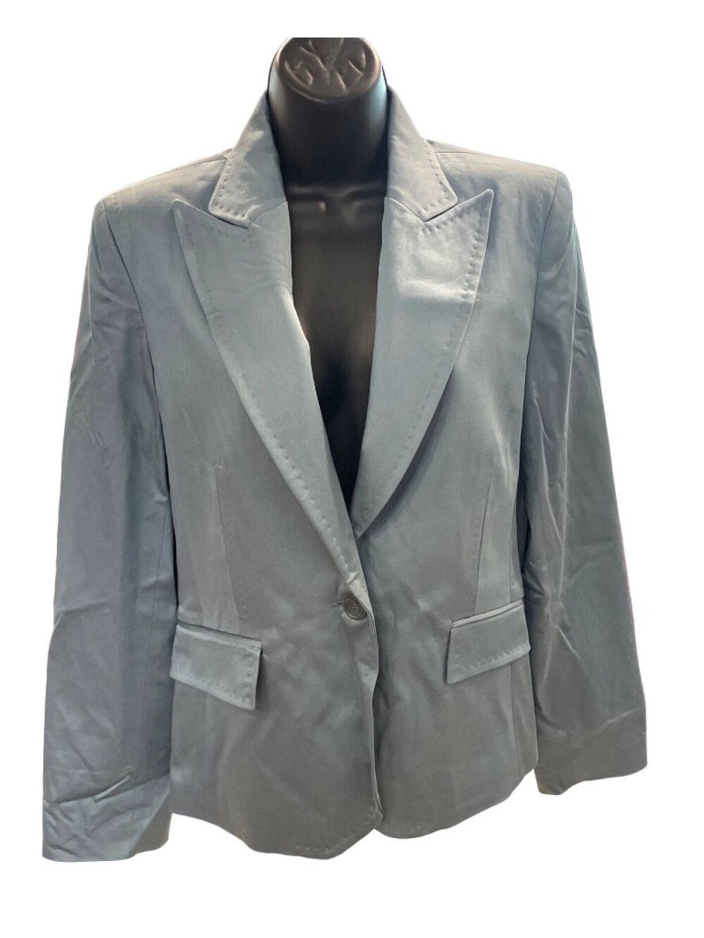Express Design Studio 10 Gray One-Button Blazer Wool-Blend Modern Jacket